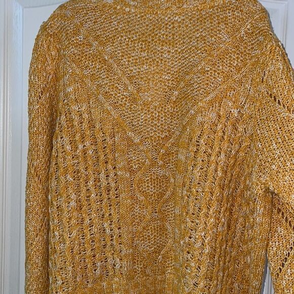 FAHERTY Chunky Retro Cable knit sweater XL Butter Yellow Soft $178 NWT - Picture 8 of 12